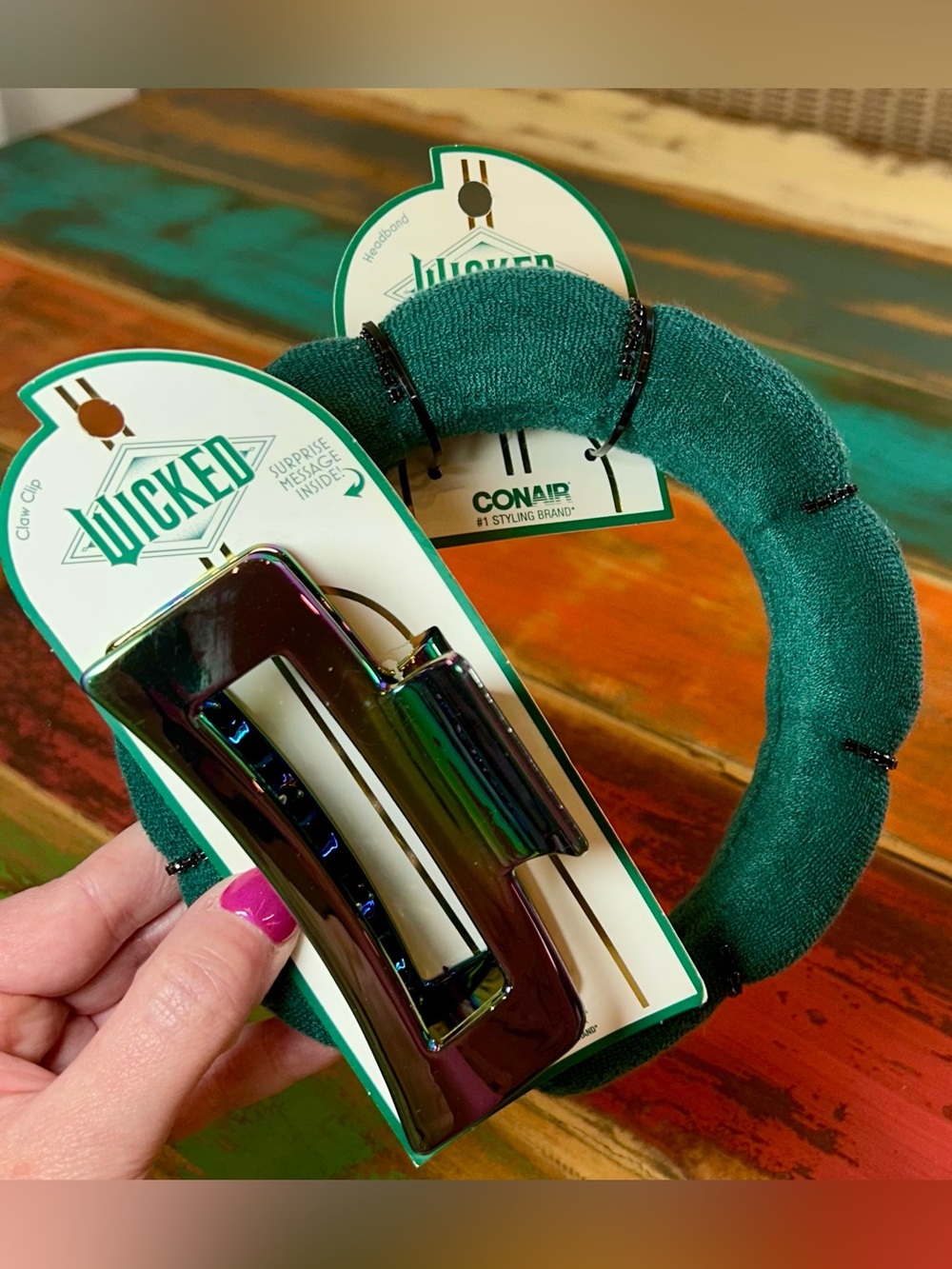 Conair x Wicked Elphaba Headband & Claw Clip 2 Piece Set NWT